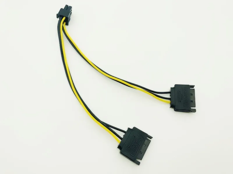 Двойной 15 pin SATA папа к 6pin PCI E PCIe Express Видеокарта с графическим видео дисплеем