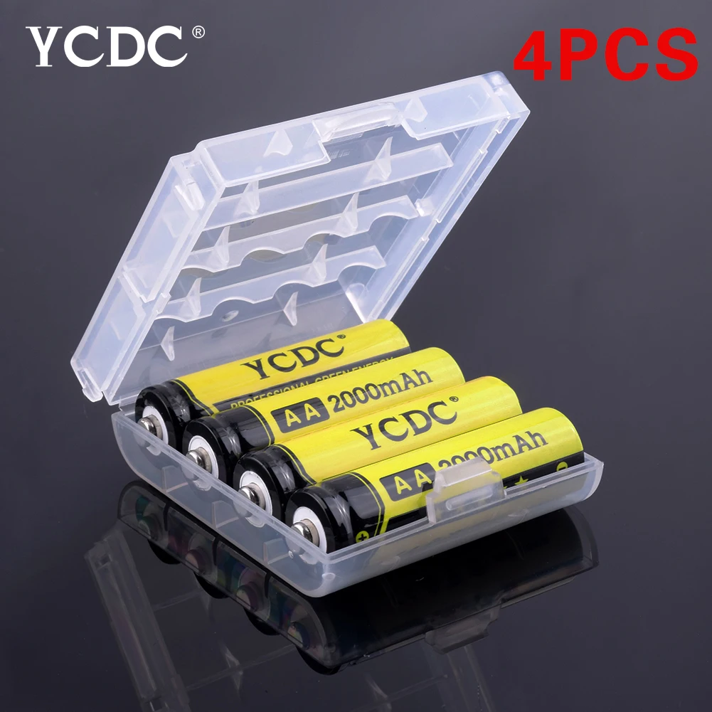 С бесплатной батарейной коробкой 4 шт 1,2 V AA AAA 1000 1350 2000 3000mAH батареи ni-mh аккумуляторная батарея для фонарика