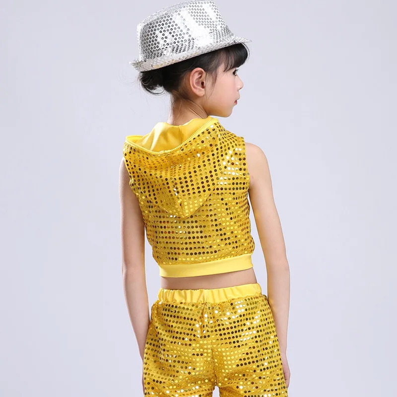 

costumes Modern Children dance jazz hip-hop dance clothes sequins performing service boy girl Stage equipment Jacket + pants