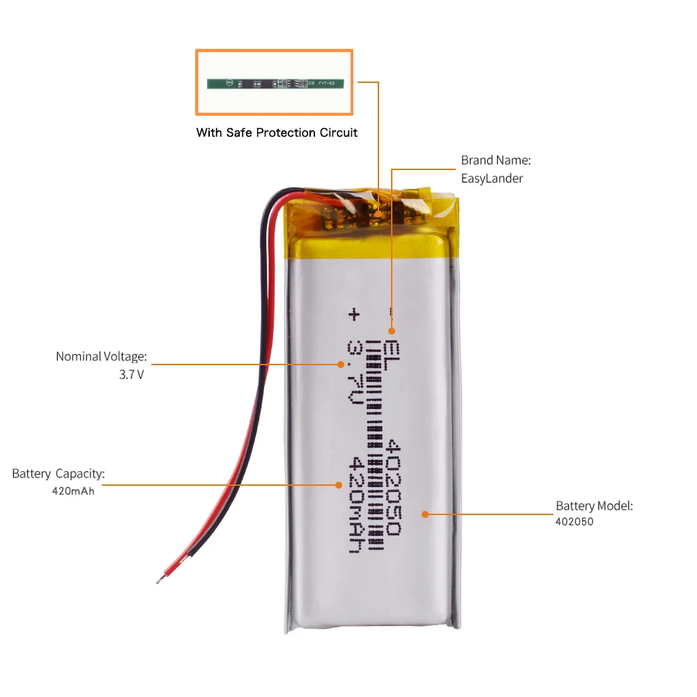 3 7 V 420mAh 402050 литий полимерный Li Po ионная аккумуляторная батарея Lipo ячейки для