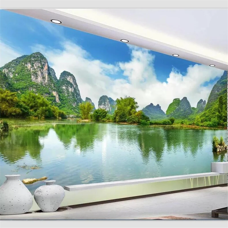 Обои на заказ для гостиной спальни фотообои HD Guilin пейзажи чистая вода шоу