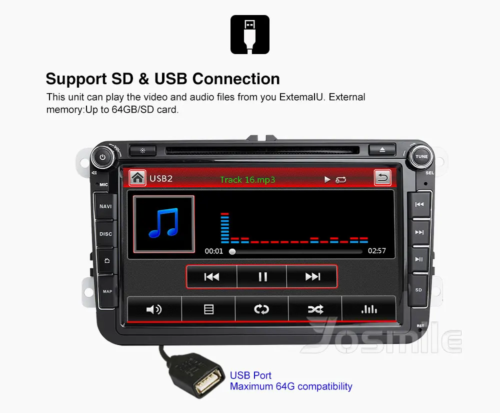 Josmile 2 Din Автомобильный dvd-плеер для VW Volkswagen Passat b6 b7 Skoda Octavia Superb 2 T5 Golf 5 сиденье для Polo leon радио gps навигация