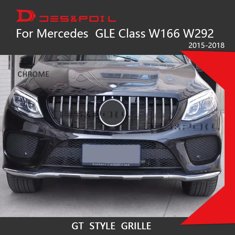 GT R решетка для Mercedes Benz GLE Class W166 W292 Coupe SUV Chrome Front Racing 2015 2018 GLE300 GLE320 GLE350 GLE63 AMG|Гоночные