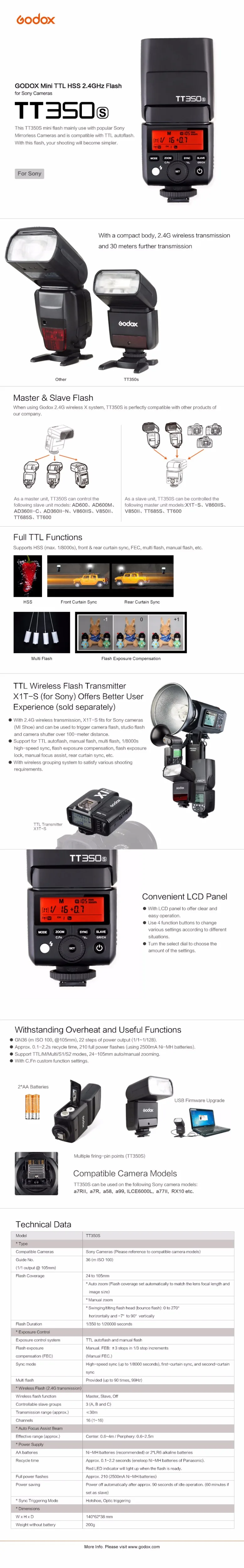 Godox Мини Вспышка TT350 вспышка камеры 2,4G HSS 1/8000 s ttl HSS GN36 для Canon Nikon sony Olympus Panasonic Fujifilm+ подарки
