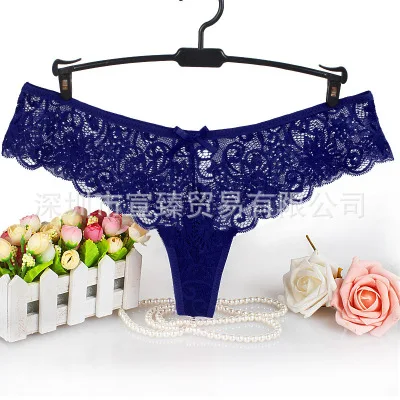 Blue VDOGRIR сексуальное женское нижнее белье кружевные стринги прозрачные трусики женские нижнее белье полые бесшовные трусы женские - Цвет: Blue
