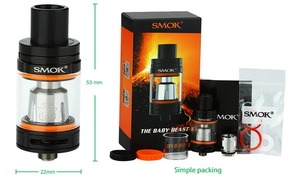 100% Оригинальный Smok TFV8 детский бак 3 мл/2 м топ-наполнение Регулируемый воздушный
