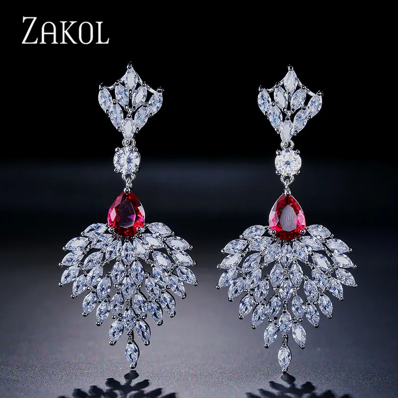 ZAKOL Винтажные серьги-капли белого цвета для женщин, хрустальные женские серьги-подвески, ювелирные изделия FSEP436