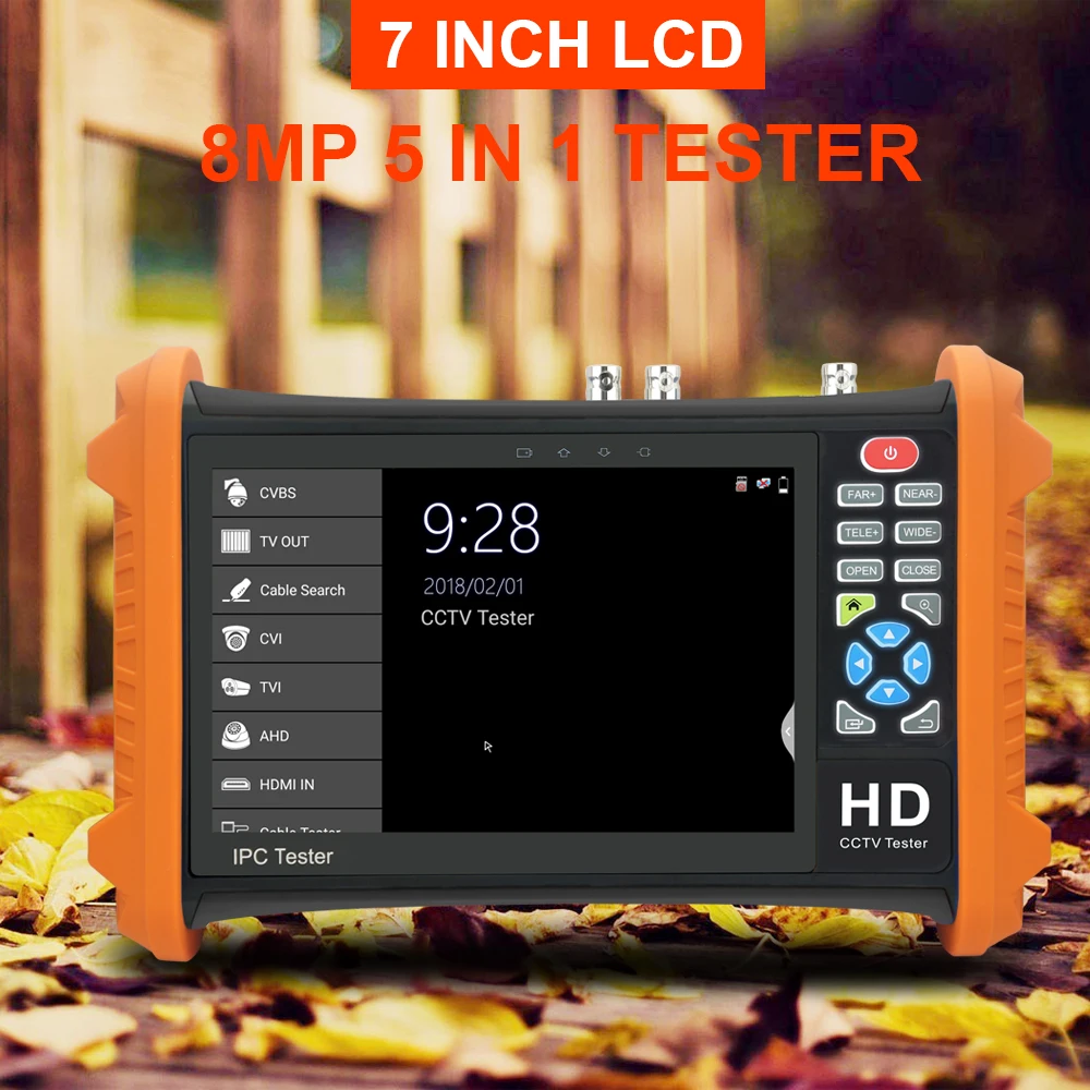 7 дюймов 8MP TVI& CVI 5MP AHD 2MP SDI CCTV тестер Аналоговый IP камера тестер Поддержка HDMI/аудио вход/выход с вызовом OSD меню UTP