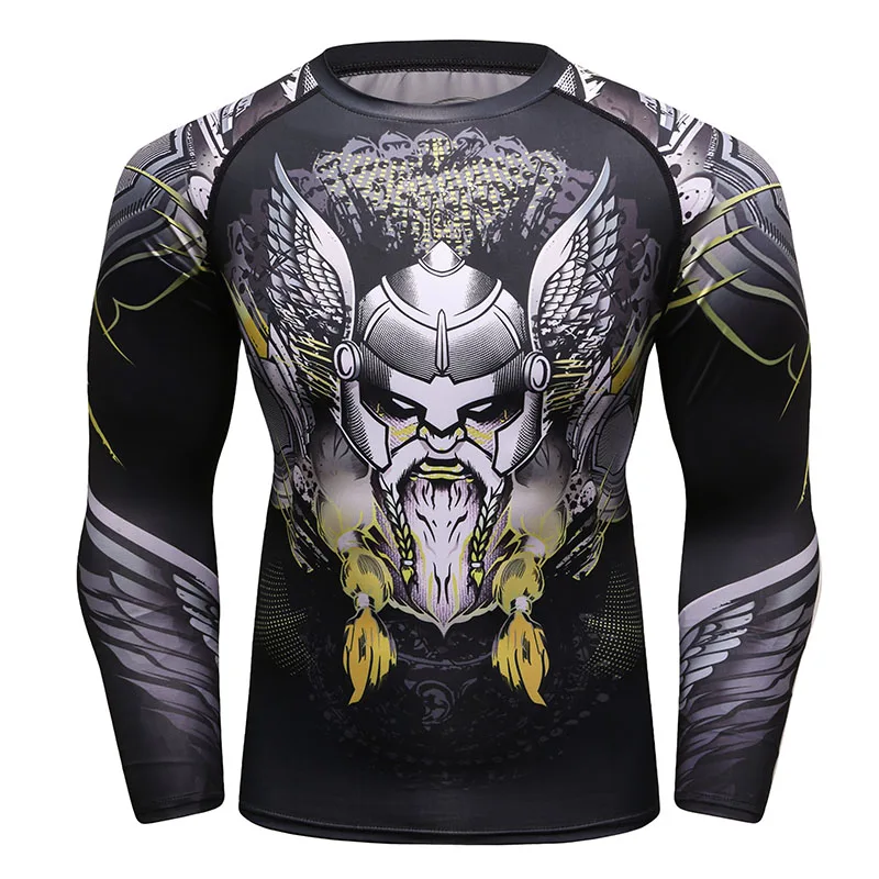 Photo Color BJJ MMA Fight компрессионная рубашка реглан с длинным рукавом 3D принт мужские футболки фитнес мужской бодибилдинг Крест fit топы Спортивная одежда - Цвет: Photo Color