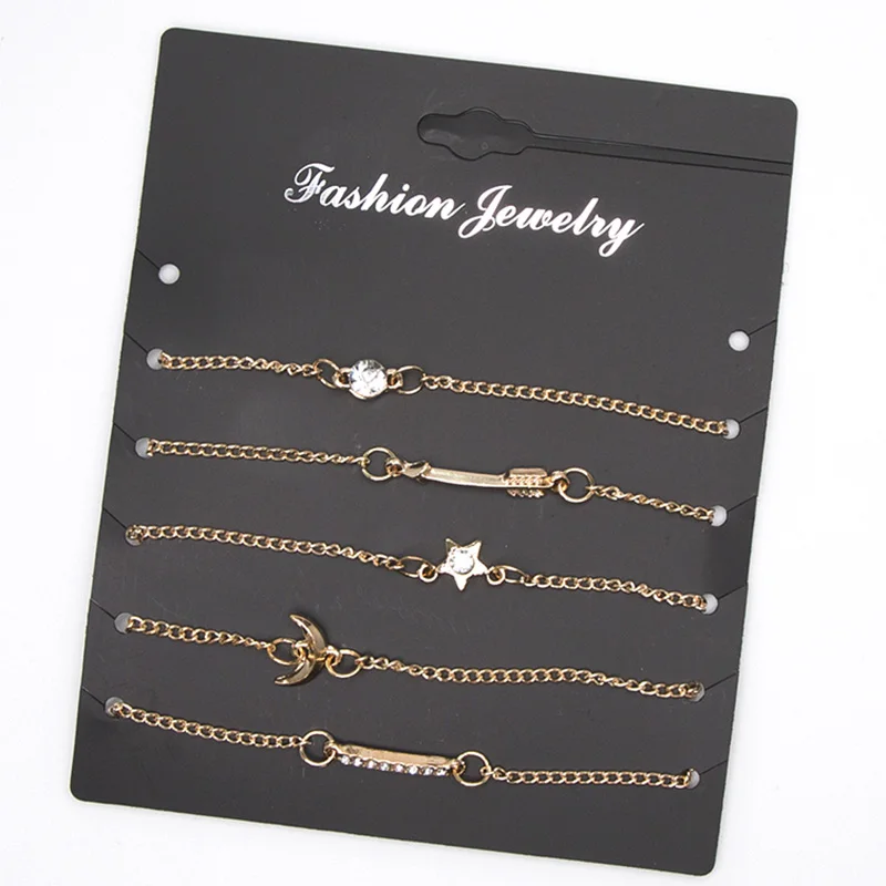 5 шт. специальный дизайн женский браслет звезда луна амулеты цепочка на руку