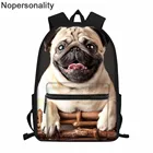 Рюкзак Nopersonality для детей, школьный ранец для мальчиков и девочек с принтом в виде милой мопса и собак