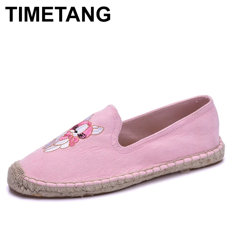 

TIMETANG Women Espadrille Summer Shoes Flat Ladies Loafers Girls Shoes Embroidery Casual Suede Shoes For Women EspadrillesE720