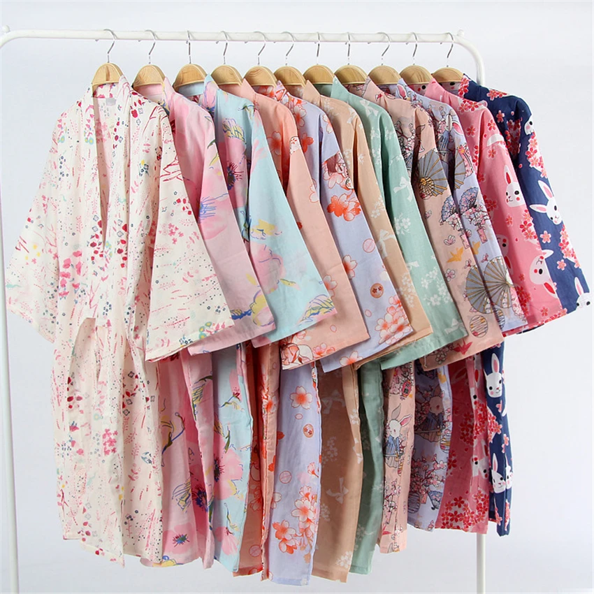 

Japanese Style Kimono Cardigan Dress Women Yukata Men Haori Cotton Yukata Bathrobe Thin Korean Nightgown Samurai Costume Pajamas
