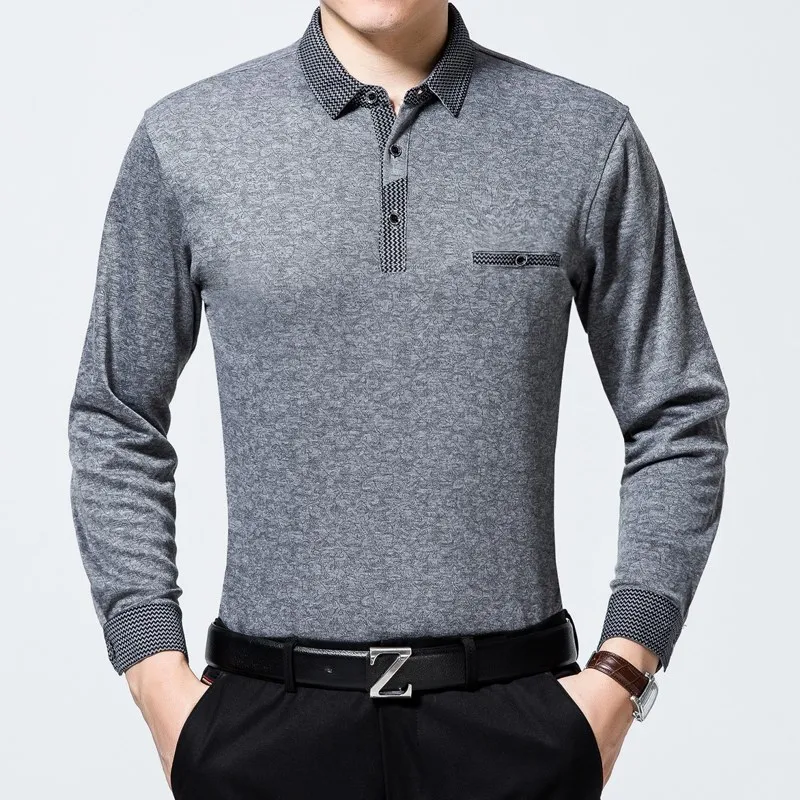 MIACAWOR New Brand Men Polo Fashion Print Shirt Me Casual Camisa Masculina Spring Long sleeve Tops Tees T693 | Мужская одежда
