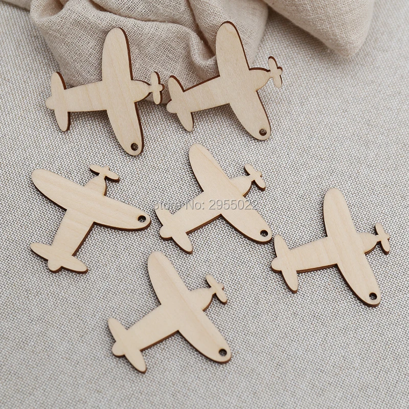 Деревянная Лазерная вырезка незавершенные ярлыки деревянные в форме самолета