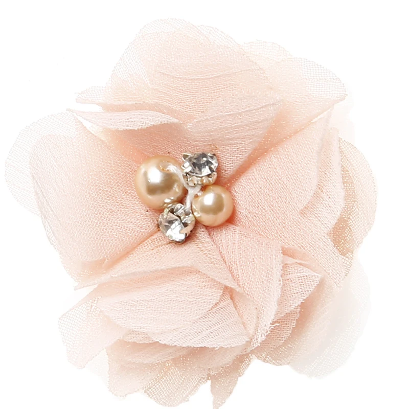 

(20pcs/lot) 2" 24colors Diy Chiffon Flower With Rhinestones For Girls Hair Accessories Fabric Flowers For Baby Headwear