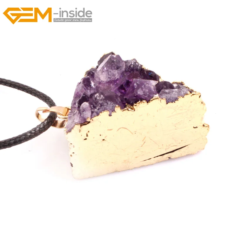 Новинка модная треугольная кубическая Подвеска из аметиста с драгоценным камнем