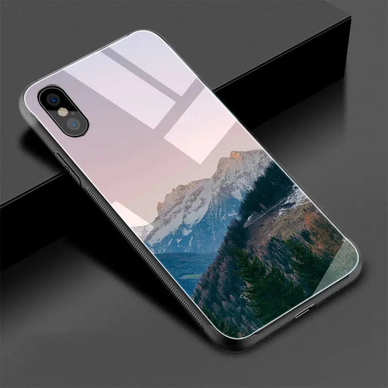Чехол для телефона с изображением леса облака из закаленного стекла для iPhone 11 Pro 6 6S Plus 7 8 Plus X XS XR XS Max