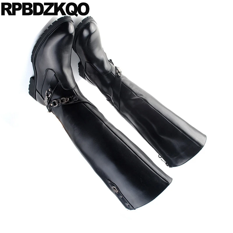 камень Runway обувь черный осень сапоги панк высокие коренастый британский стиль