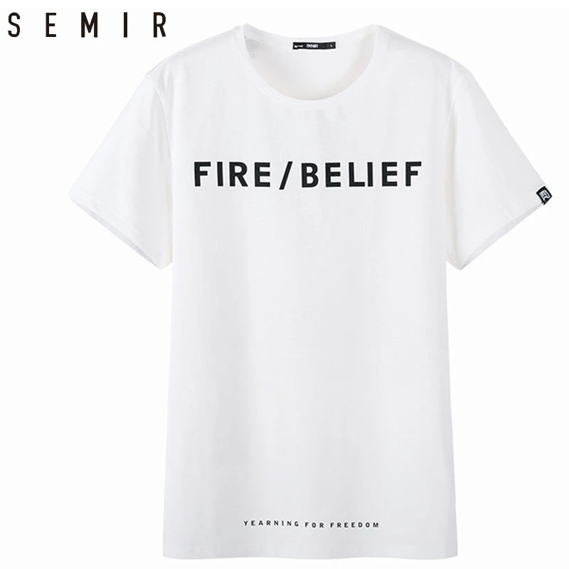 SEMIR 100% хлопок летняя футболка для мужчин топы футболки с коротким рукавом