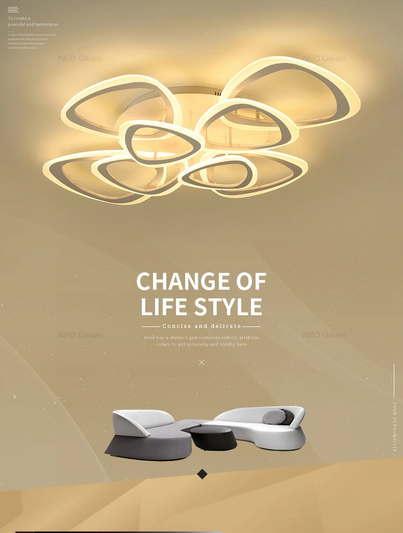 NEO Gleam New Arrival Hot Modern Led Chandelier For Living Room Bedroom Study Room Home Deco Surface Mounted Ceiling Chandelier