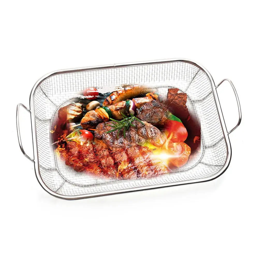 

Барбекю-гриль из нержавеющей стали, сетчатая корзина для закрытый сеткой слив, корзина для хлеба, овощей, товары для дома и улицы