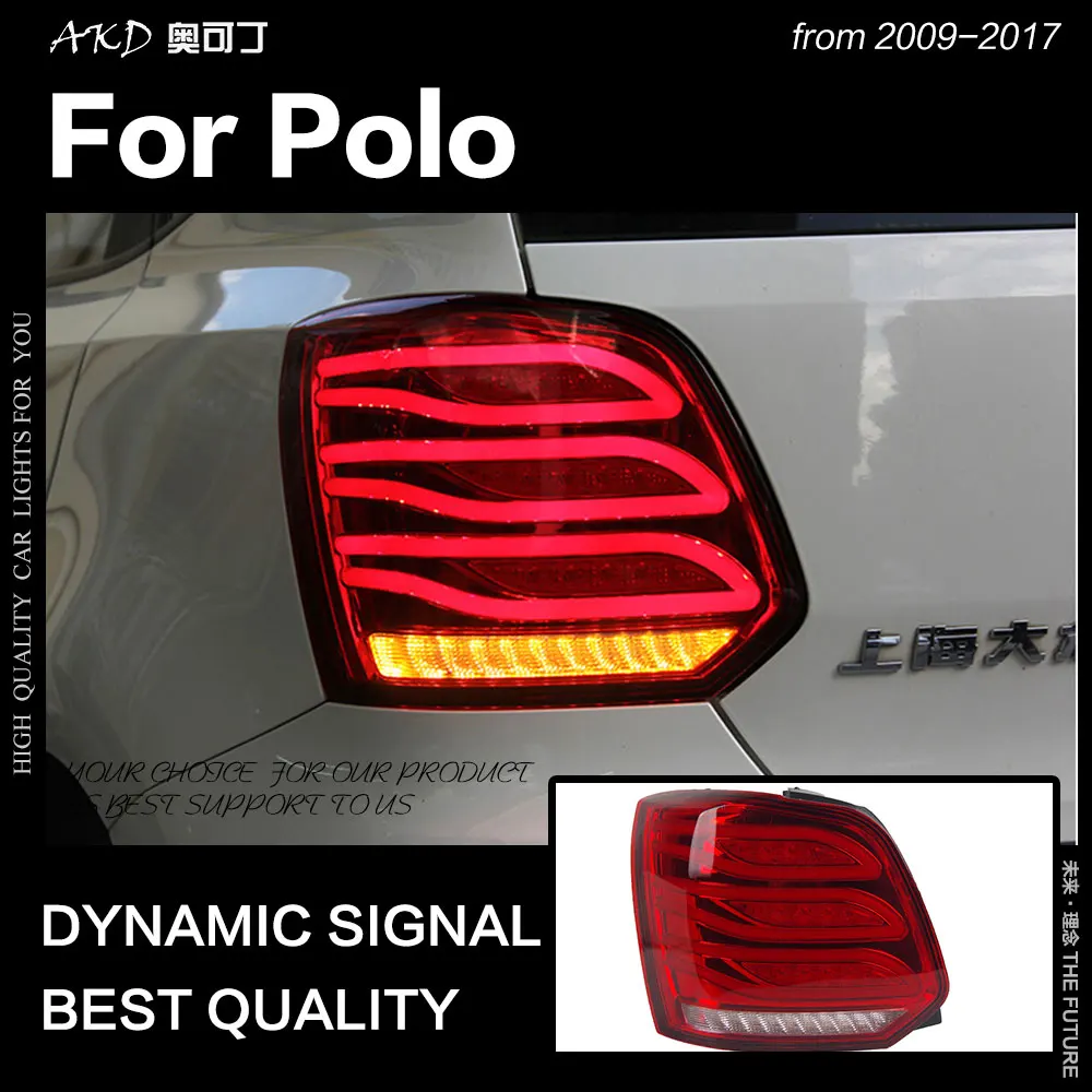 AKD автомобильный Стайлинг для VW Polo задние фонари 2009- Polo Mk6 светодиодный задний фонарь светодиодный DRL Dynami сигнал тормоза заднего хода авто аксессуары