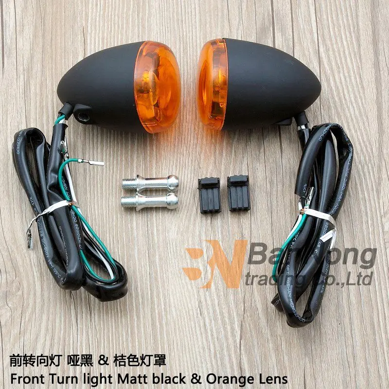 Front black orange Мотоцикл передний задний указатель поворота сигнальные огни лампа для Harley Softail Dyna Sportster Fat Boy V-Rod XL883 XL 883 1200 - Цвет: Front black orange
