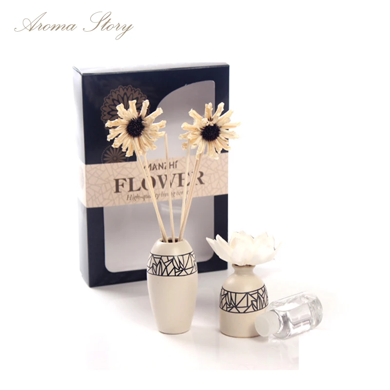 Ароматерапевтический диффузор без огня с 3 сушеными цветами 2 керамических