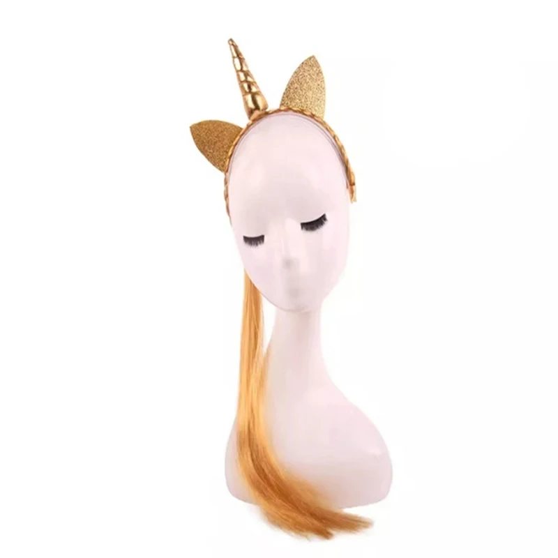 Украшение на день рождения и вечеринку в виде единорога цветной ободок с париком