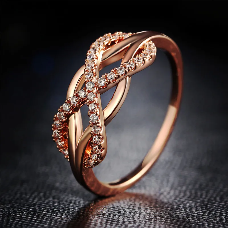 BOAKO Fashion/розовое золото CZ вечность бесконечный любовь claddagh 8 Форма кольца для