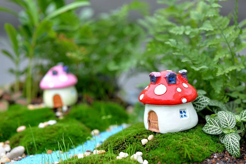 1 шт. миниатюрный полимерный домик в виде грибов искусственная статуэтка горшок