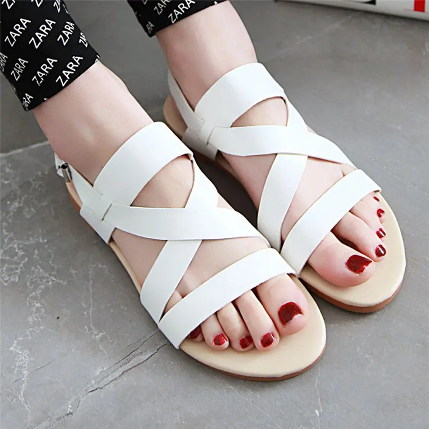 Женская обувь Женские летние сандалии Модные с пряжкой на ремешке плоской