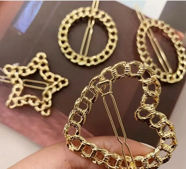 1 шт. корейские шикарные металлические цепочки заколки для волос женщин полые