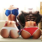 Подушка плюшевая для мужчин и женщин, имитация соблазнительного бикини, набивная, для сна в стиле мускулов, подарок на день Святого Валентина