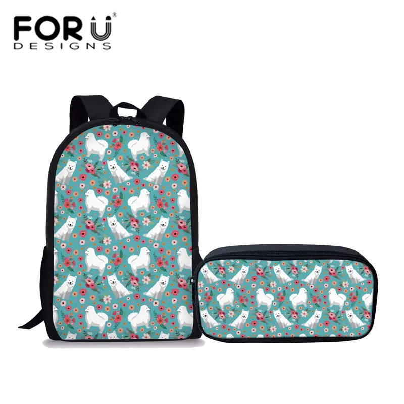 FORUDESIGNS 2 шт./компл. школьные сумки с принтом Samoyed рюкзаки для учащихся средней