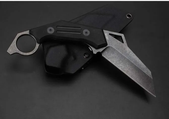 Нож D2 Strider Karambit для кемпинга, выживания, охоты и тактических задач с фиксированным клинком и кольцом для ношения на шее.