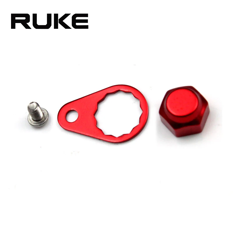 red RUKE Crank гайка и винт и пластина для рыболовной катушки, левая ручка и правая рука винт крышка для Daiwa ABU катушка - Цвет: red