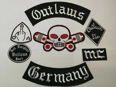 big skull Outlaws Германия нашивки вышитые железные на Байкерской нашивки для мотоциклетной куртки жилет старый всадник Outlaw нашивки значки наклейка - Цвет: big skull