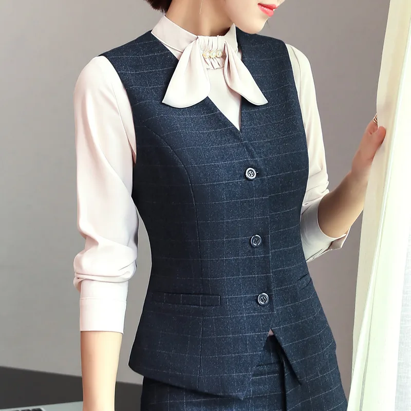 Модный деловой клетчатый жилет новинка 2018 рабочая одежда Униформа облегающие