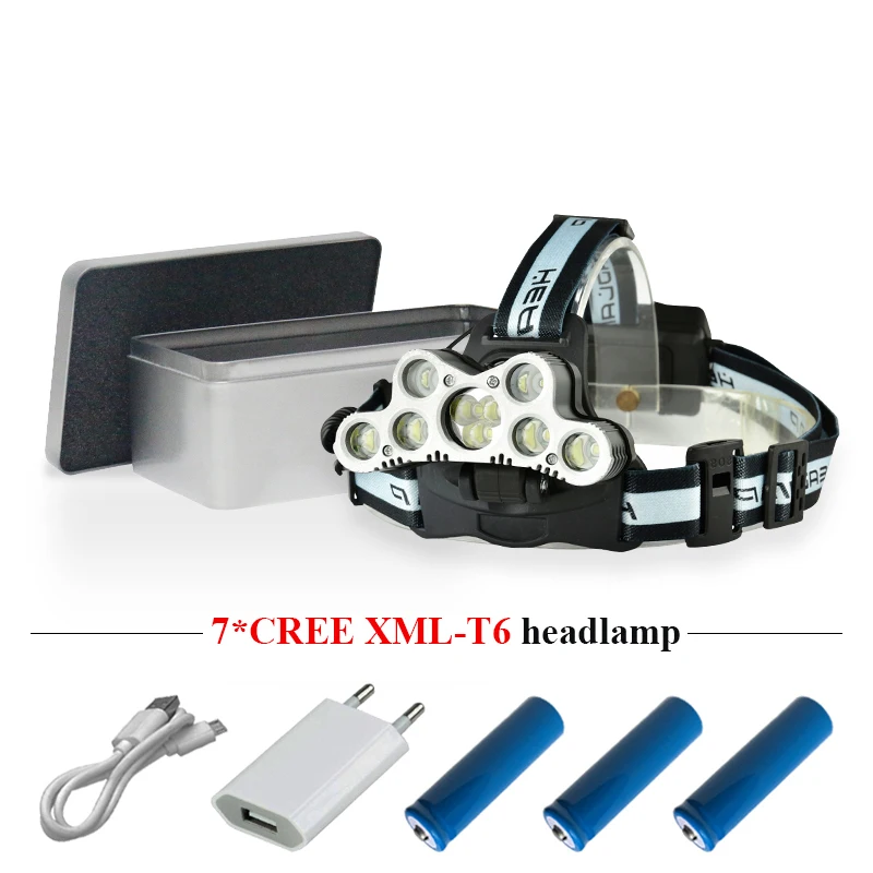 Мощность дисплей фары 9 светодио дный usb фар охота головного света Рыбалка Lanterna