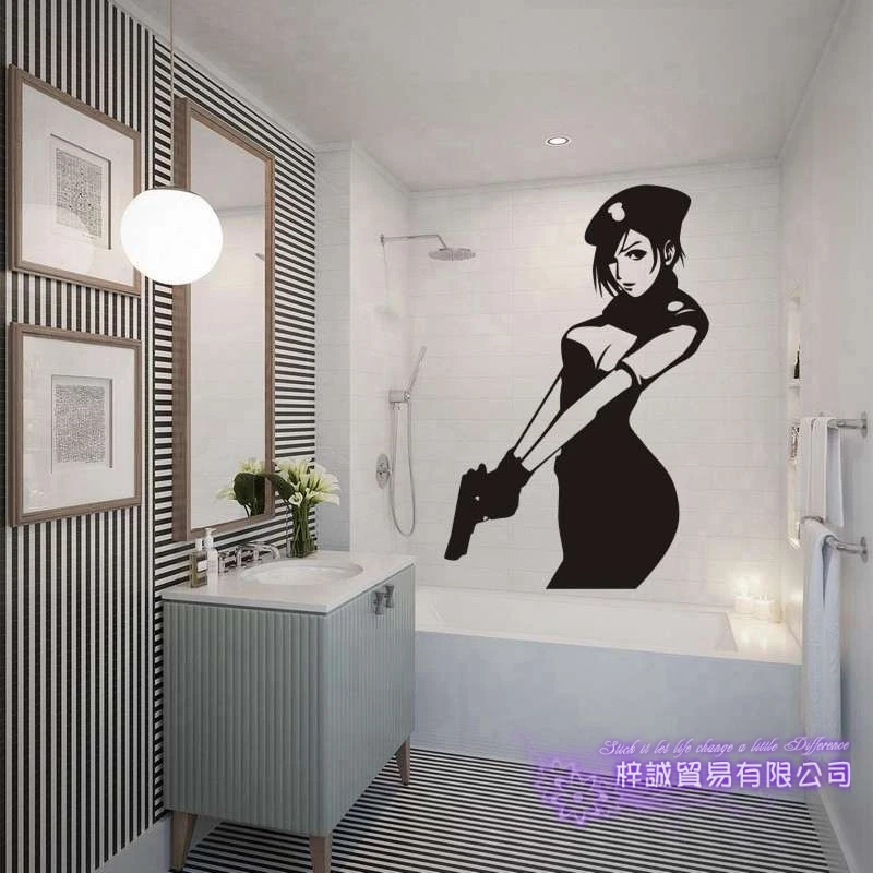 Sexy Girl Police Decal Beauty Body Naked Sticker Wall Bathroom Woman KTV Pub Bar Shop | Дом и сад