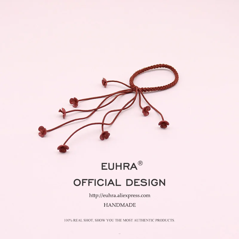 EUHRA, 5 цветов, эластичные кисточки, маленькие цветы, конский хвост для женщин, лента для волос, Детская резинка, высокая эластичность - Цвет: Color 1