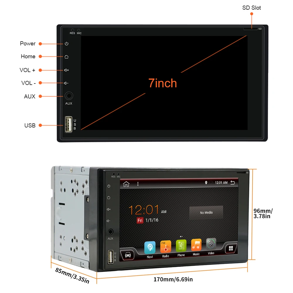 Eunavi в тире 2 Din 1024*600 HD Android 9,0 Автомобильный Кран ПК планшет 2din универсальный gps Мультимедиа Радио стерео аудио плеер 170*96
