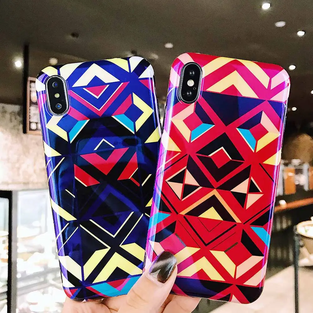 KISSCASE Colorful Phone Case For iPhone X 7 Plus XR XS MAX IMD Lattice Cases 8 6 6S Back Cover Capa |