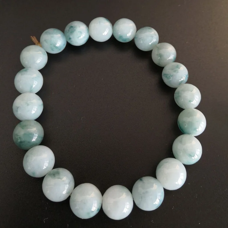 Natural Myanmar Emerald Floating Flower Bracelets Drop Shipping Luck Amulet Jade Stone For Men And Women Gift | Украшения и