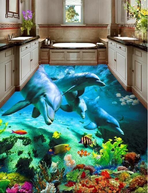 Бесплатная доставка 3D пользовательские Seaworld тропический настенный стикер рыбка