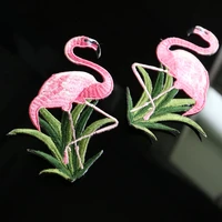 1pc flamingo embroidered patches for clothing sew on animals embroidery parches for backpack clothing applique decoration badge