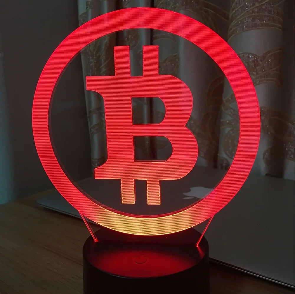 3D светильник s простой Bitcoin лампа Ночной 7 цветов Изменение светодиодный Спальня