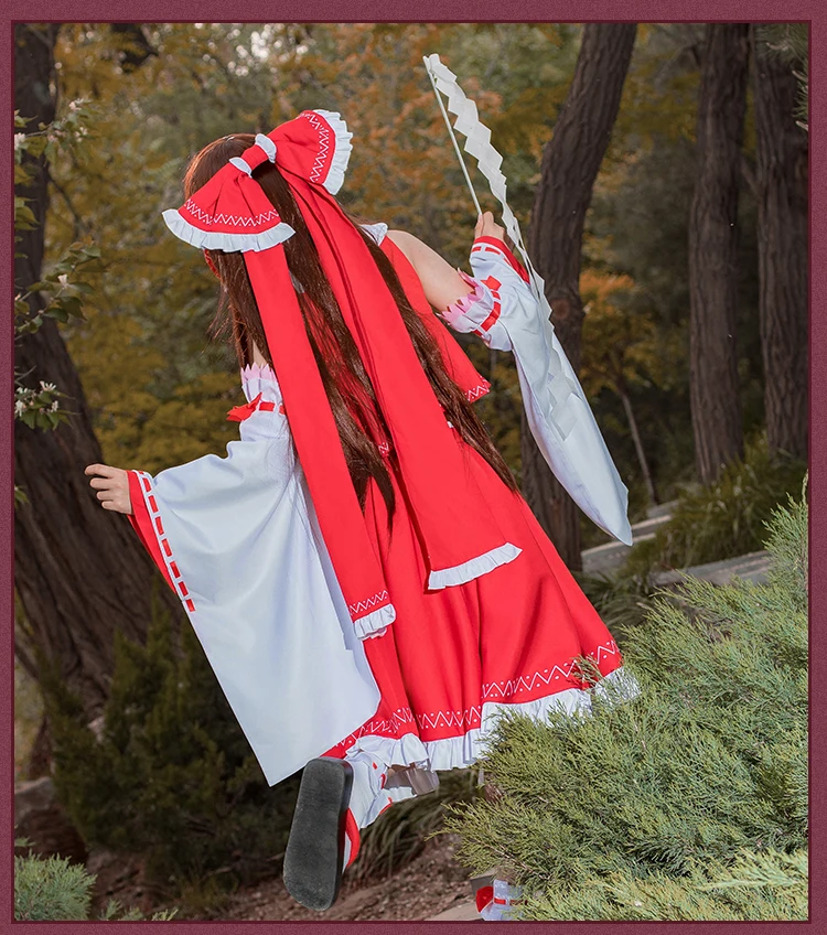 Косплей Love TouHou Project Hakurei Reimu, маскарадный костюм, красное платье для девочек, женское платье на Рождество, Хэллоуин